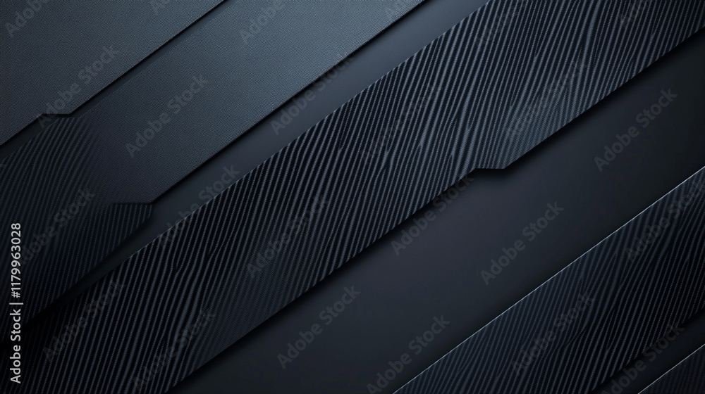 Poster minimalist background in black tones with diagonal geometric shapes. dark background on black paper 