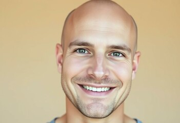 Fototapeta premium Portrait of a bald man with a warm smile