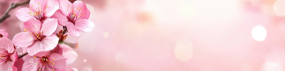 Obraz premium a pink cherry blossom is shown in front of a bright light