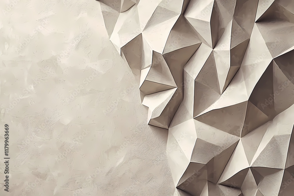 Wall mural abstract geometric background with 3d paper-like textures and shapes