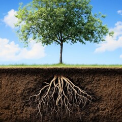 Obraz premium a tree with roots growing out of the ground