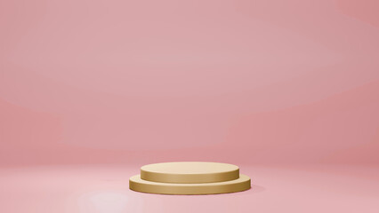 3D Double Layer Cylinder Pedestal for Product Stand with Pink Backdrop
