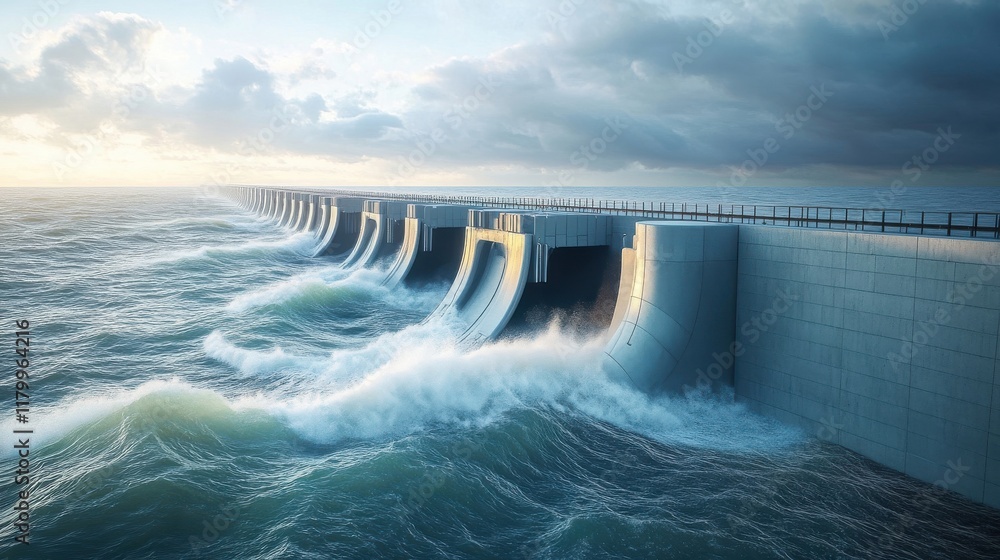 Poster harnessing tidal barrages demonstrate adaptive wave tidal energy solutions coastal environments
