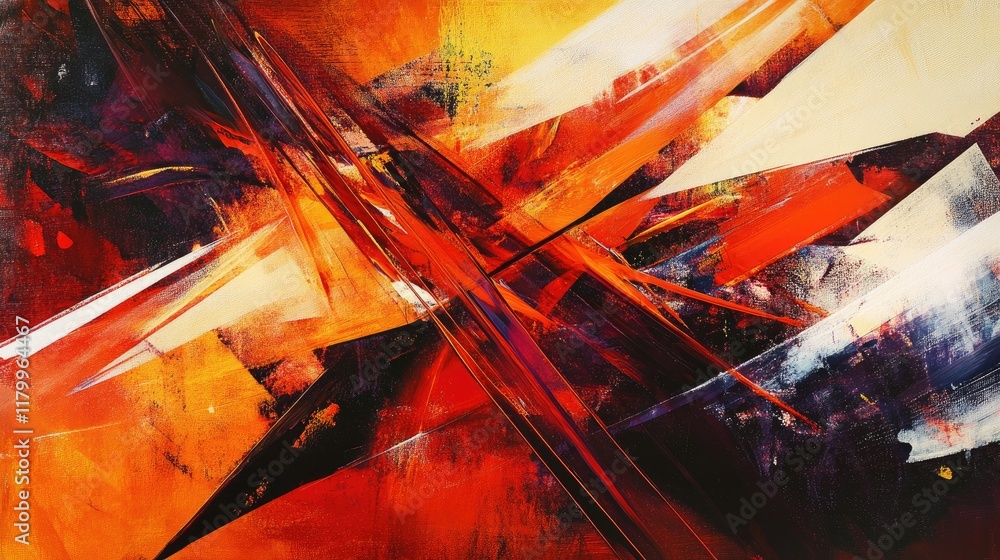 Poster a dynamic abstract background with sharp angles and vivid colors, creating a sense of movement and e