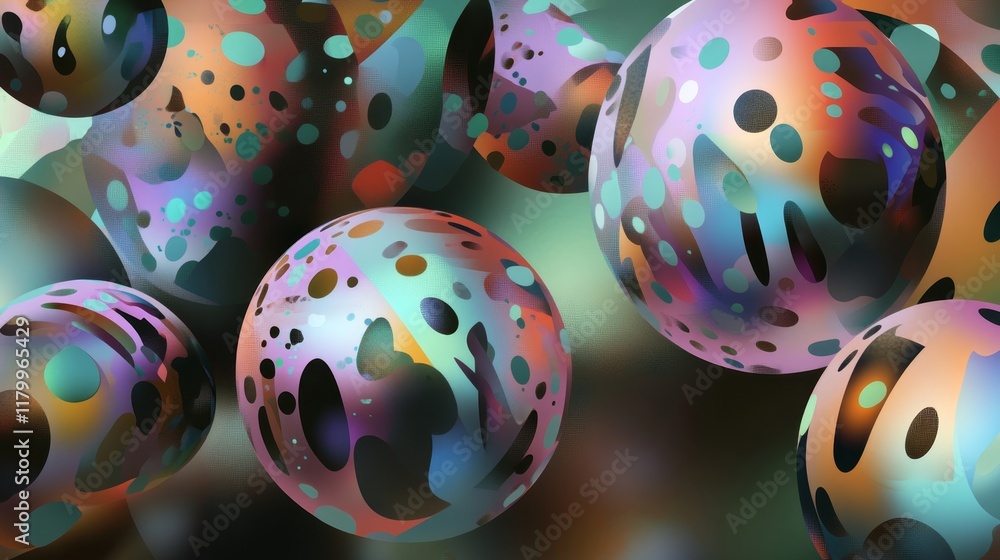 Aufkleber vibrant abstract geometric shapes resembling easter eggs with sharp details and a futuristic design 