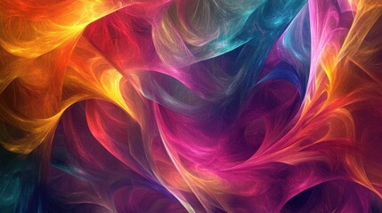 Obraz premium Vibrant Abstract Swirling Patterns in Bold Colors of Red, Orange, Yellow, Blue, and Purple Creating a Dynamic Visual Experience for Artistic Expression