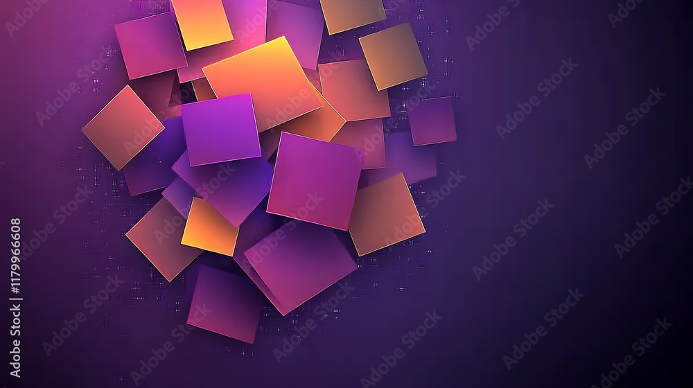 Poster abstract image of colorful squares in motion