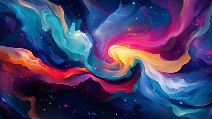 Obraz premium Deep Blue Cosmos, expansive night sky adorned with shimmering stars, minimalist design evokes tranquility and wonder in the universe
