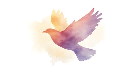 Obraz premium Watercolor Dove In Flight Peaceful Symbolism