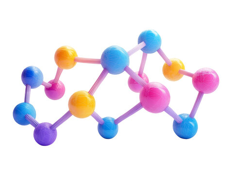 Isolated 3D Plasticine Nodes in Vibrant Colors on Transparent Background