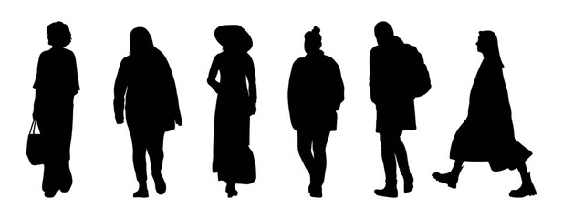 silhouette of a woman. set of silhouettes of people. silhouettes of people working group of standing business people vector eps 10