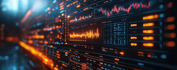 A vibrant digital interface showcasing colorful sound waves and data visualizations, illustrating advanced technology and data analysis.