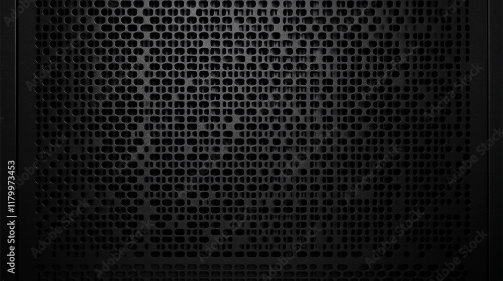 Poster chrome carbon fiber with black gradient color, dark widescreen background with hexagons with differe