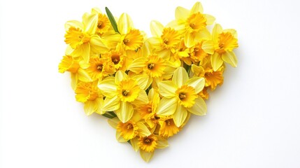 Heart shape made of Daffodil flowers. Valentine's day. Love fashion