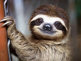 Fototapeta premium Adorable Baby Sloth Closeup Portrait Wildlife Nature