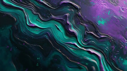 Obraz premium Abstract Teal And Purple Swirling Paint Artwork