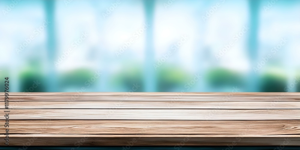 Aufkleber a blurred background with a wooden tabletop, creating a tranquil setting suitable for presentations 