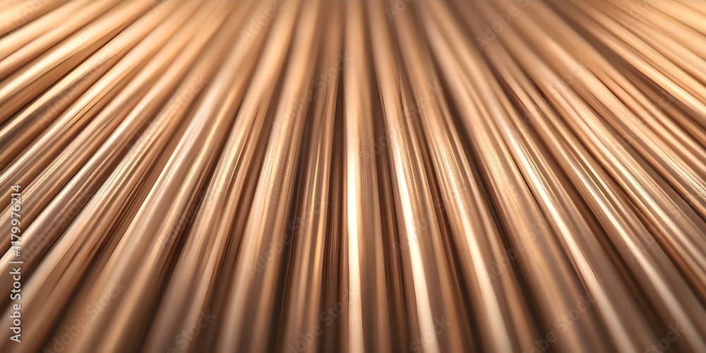 Aufkleber a close-up view of several shiny, parallel metal rods or wires, creating a radiant texture and depth