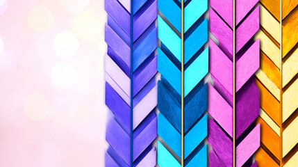 Fototapeta premium A vibrant array of chevron patterns in various colors, creating a visually striking and playful design.