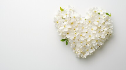 Heart shape made of jasmine flowers. Valentine's day. Love fashion