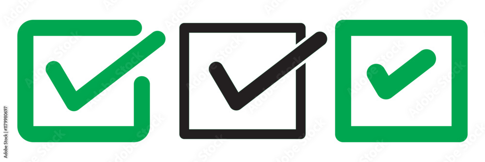 Poster colorful gradient circle and square check mark. tick icon more varieties.