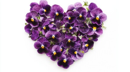 Fototapeta premium Heart shape made of violet flowers. Valentine's day. Love fashion