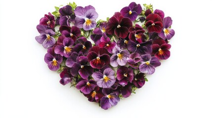 Fototapeta premium Heart shape made of violet flowers. Valentine's day. Love fashion