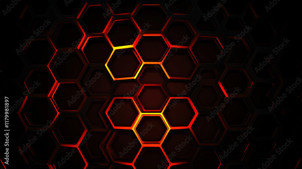 Poster abstract hexagon background, abstract hexagon pattern in black and orange