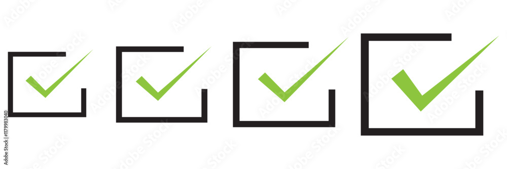 Poster colorful gradient circle and square check mark. tick icon more varieties.
