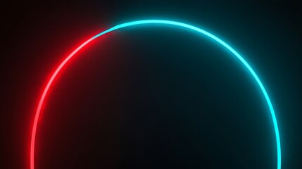 Abstract Neon Circle Red And Blue Light Design