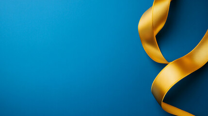 Suicide prevention day, yellow ribbon on blue background as a symbol in the suicide prevention, Yellow Ribbon on Blue Background Symbol of Social Support and Awareness for Veterans Day