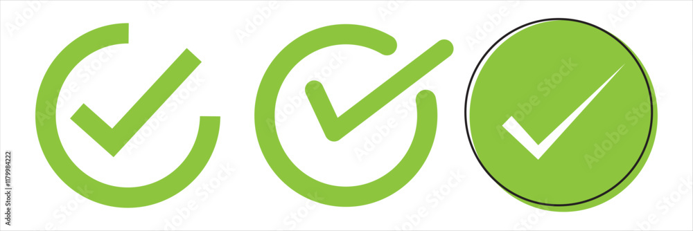 Poster vector icon illustration with the rounded and box check mark varieties colorful. tick icon.