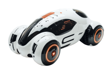 Futuristic interactive toy car design urban environment high fidelity concept modern technology isolated on transparent background png