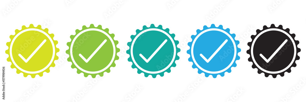 Poster vector icon illustration with the rounded and box check mark varieties colorful. tick icon.