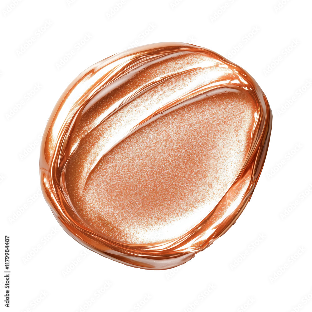 Poster shimmering rose gold gel with smooth texture and metallic finish, isolated on transparency backgroun