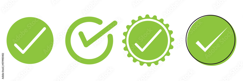 Poster colorful check mark icon set stylish design.tick mark icon round and box.eps11