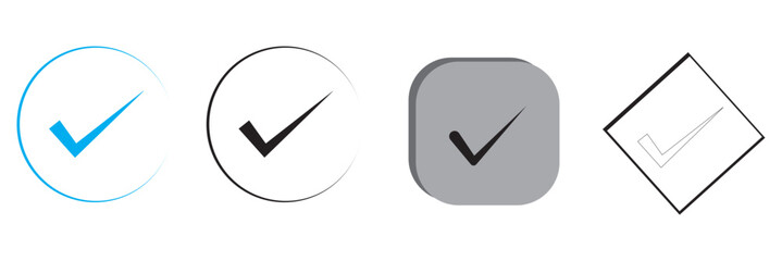 Colorful Check mark Icon Set Stylish Design.Tick mark  icon Round and box.EPS11