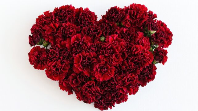 Heart shape made of carnation flowers. Valentine's day. Love fashion
