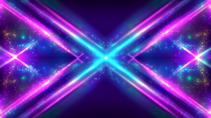 Obraz premium Abstract Neon Light Streaks and Glowing Particles Design