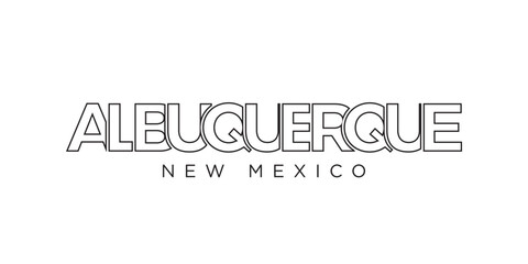 Albuquerque, New Mexico, USA typography slogan design. America logo with graphic city lettering for print and web.