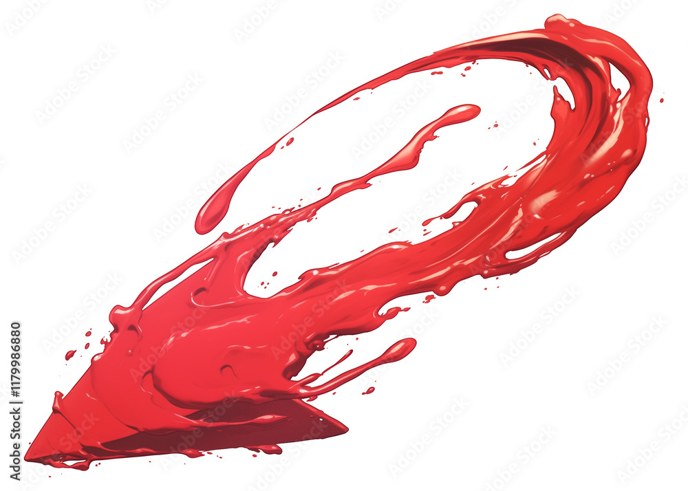Aufkleber dynamic red arrow created with thick paint, curving in fluid motion and showcasing bold, artistic de