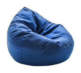 Comfortable blue bean bag chair on lifestyle scene high fidelity modern aesthetic cozy relaxation isolated on transparent background png