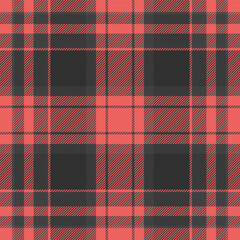 Color plaid fabric check, variation pattern tartan texture. Quality background textile seamless vector in grey and red colors.