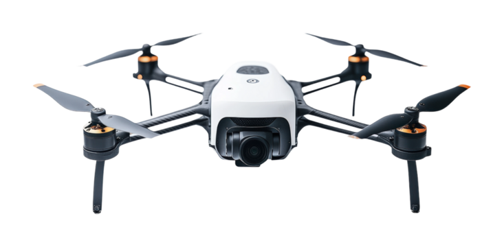 Drone monitoring crops for precision farming in agricultural fields aerial view high fidelity technology isolated on transparent background png