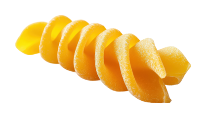 Delicious spiral-shaped pasta piece on high fidelity food culinary isolated on transparent background png