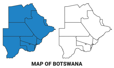 Obraz premium Botswana Blue detailed outline map border regions outline vector set
