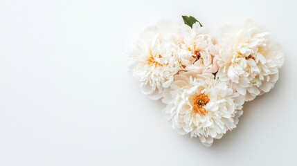 Heart shape made of peony flowers. Valentine's day. Love fashion

