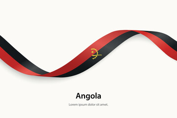 Angola flag on Waving ribbon