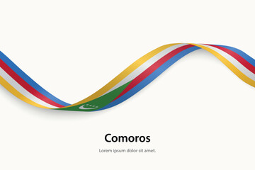 Comoros flag on Waving ribbon
