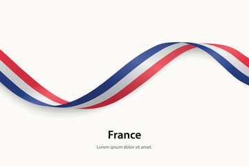 France flag on Waving ribbon